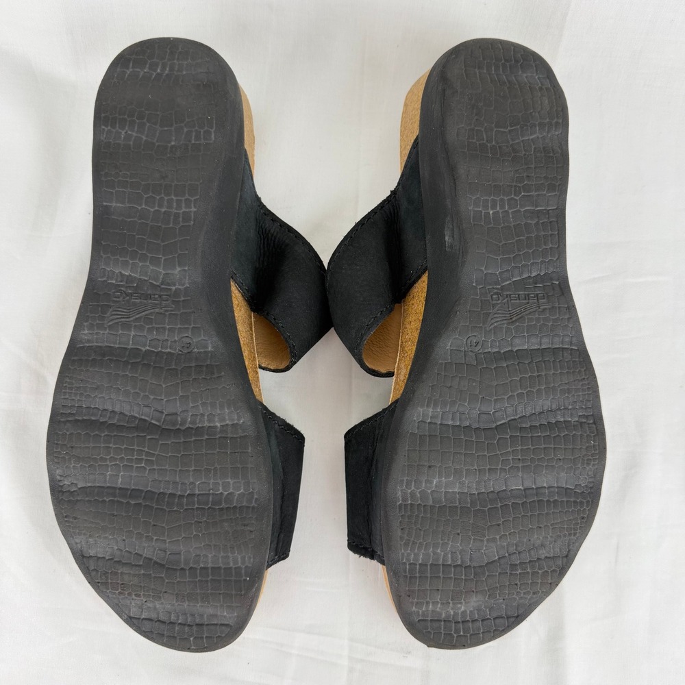 Dansko Maurice Black Nubuck Leather Wedge Slide Sandals Womens 9 - Picture 9 of 10